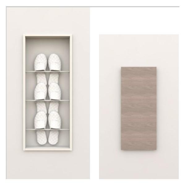 南海プライウッド 壁厚ニッチ収納 アドキューブ 玄関(スリッパ) シェルホワイト(開戸) AS000...