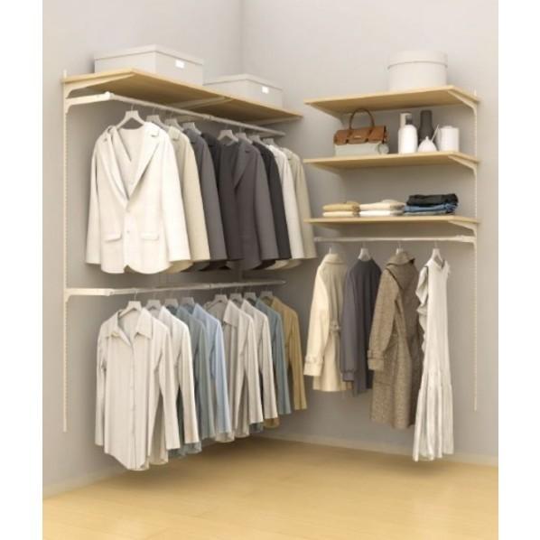 南海プライウッド 棚収納 ランバーシリーズ ウォークインクローゼット L型 1坪(6尺×6尺) グレ...