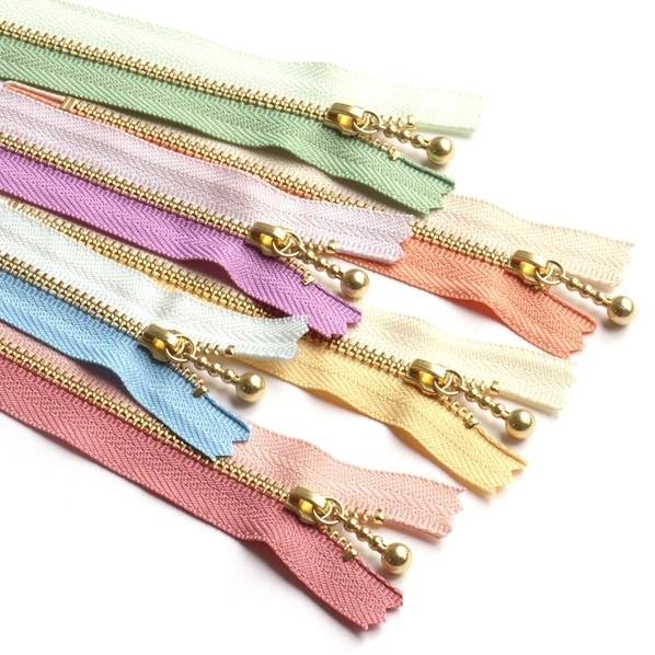 日本紐釦貿易(Nippon Chuko) Y.K.K 玉付きファスナー 金具ゴールド コンビカラー ...