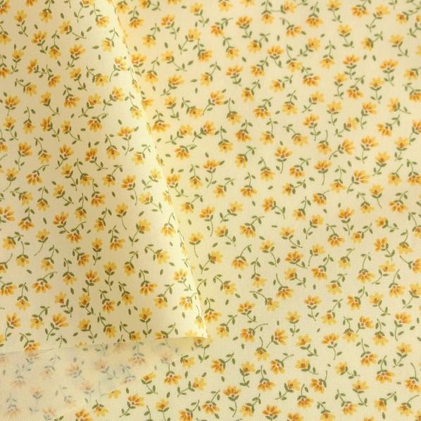 日本紐釦貿易(Nippon Chuko) 日本紐釦貿易 花柄プリント ブロード生地 イエロー系 巾1...