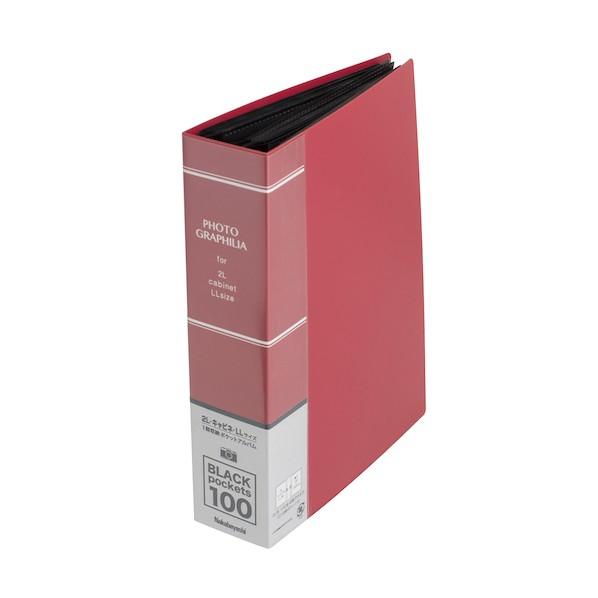 ナカバヤシ フォトグラフィリア2L判1段100P/レッド PH2L-1010-R 1冊