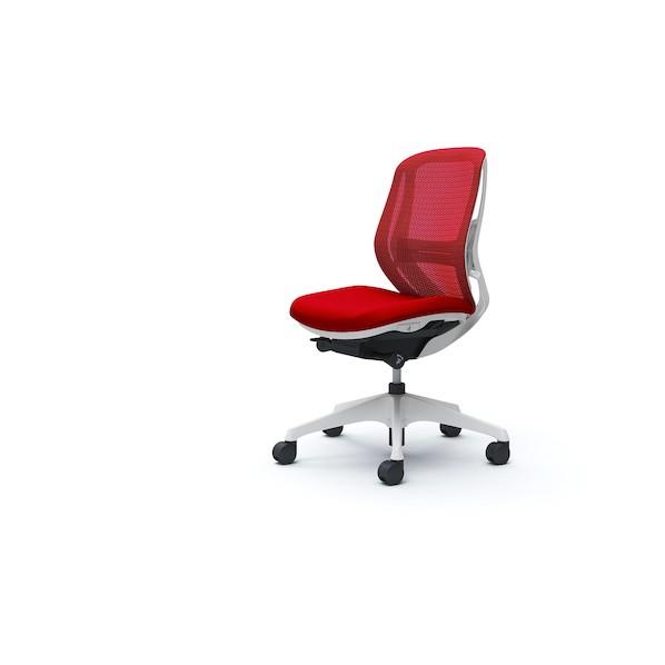 オカムラ シルフィー 肘なし 背メッシュ ロー ホワイトボディ ハンガー無 ランバー有 樹脂脚 レッ...