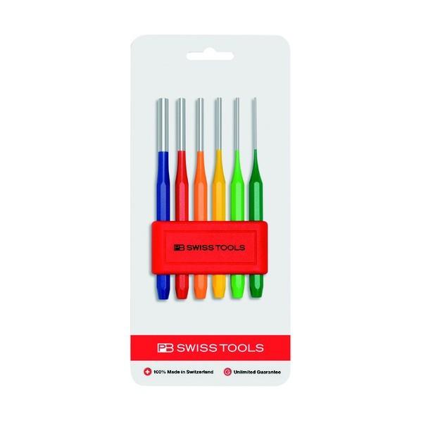 PBスイスツールズ 平行レインボーピンポンチセット ホルダー付 755.BLRBCN 6点