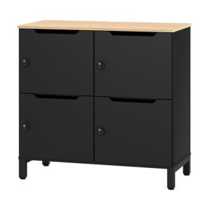 ※法人専用品※アール・エフ・ヤマカワ パーソナルロッカー 2列2段 ブラック×ブラック扉 RFPL-22BK-BKD 1台