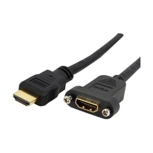 STARTEC.COM社 【法人専用品】HDMI1.4ケーブル/4K30Hz/パネルマウント型/ハイスピード/メス-オス/モニターケーブル ブラック 長さ91cm×幅34mm×高さ12.3mm 1本