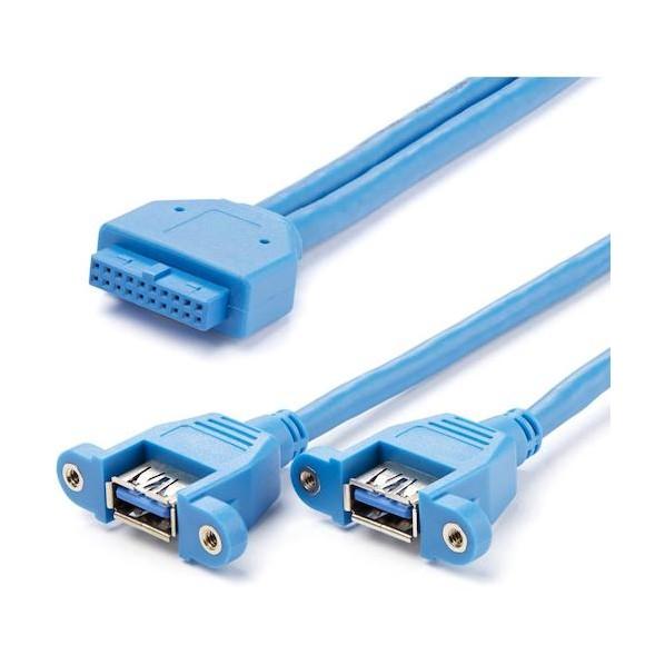 STARTECH.COM USB 3.0ケーブル/50cm/5Gbps/パネルマウント型/2x Ty...