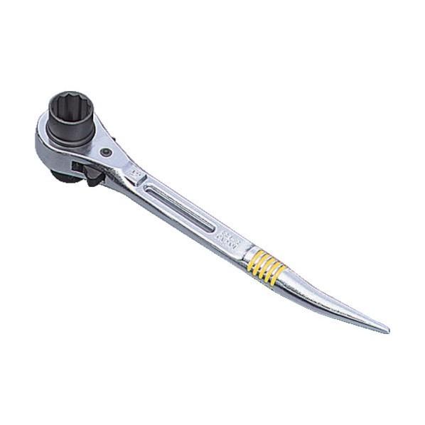 スーパーツール 曲がりしの付・両口ラチェットレンチ ショートタイプスライド穴付 19×21mm SR...