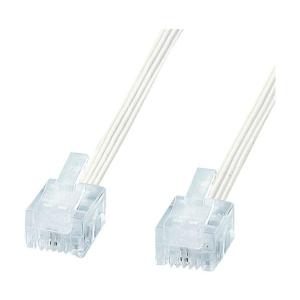 サンワサプライ やわらかスリムケーブル(白) 白 TEL-S2-15N2