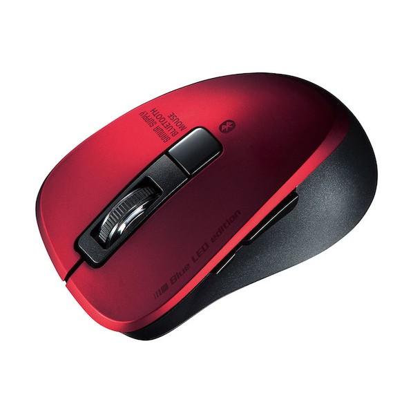 サンワサプライ 静音Bluetooth 5.0 ブルーLEDマウス(5ボタン・レッド) MA-BTB...