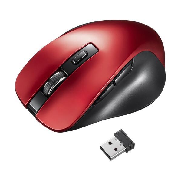 サンワサプライ ワイヤレスブルーLEDマウス（5ボタン） レッド MA-WB518R 1個