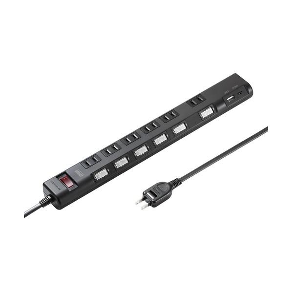 サンワサプライ タップ 節電タップ ブラック TAP-B108UC-3BK 1個