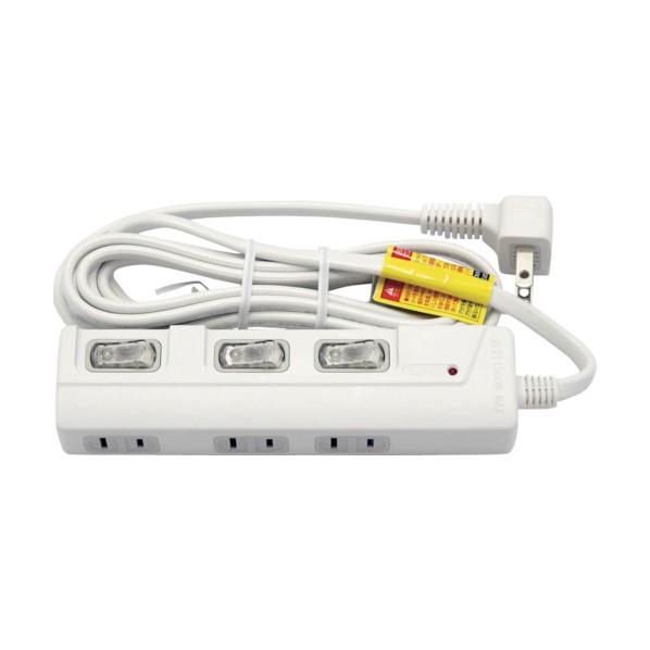 星光商事 3個口LEDランプ個別スイッチ付タップ2m SK-3SLED02W 1個