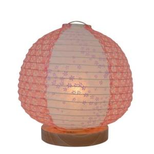 彩光デザイン 日本製和紙照明 和風照明テーブルランプ 花舞ピンク×小梅赤 Φ210mm×H210mm SS-3020 0