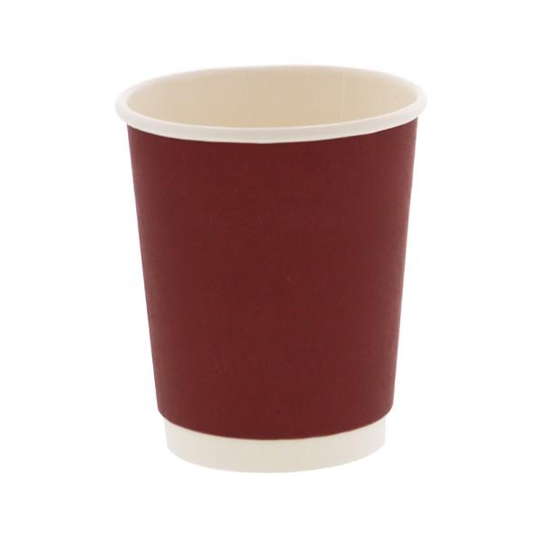 BMターゲット 紙コップ 断熱二重ワインレッド無地カップ 8オンス 80mm口径 口径80×高95×...