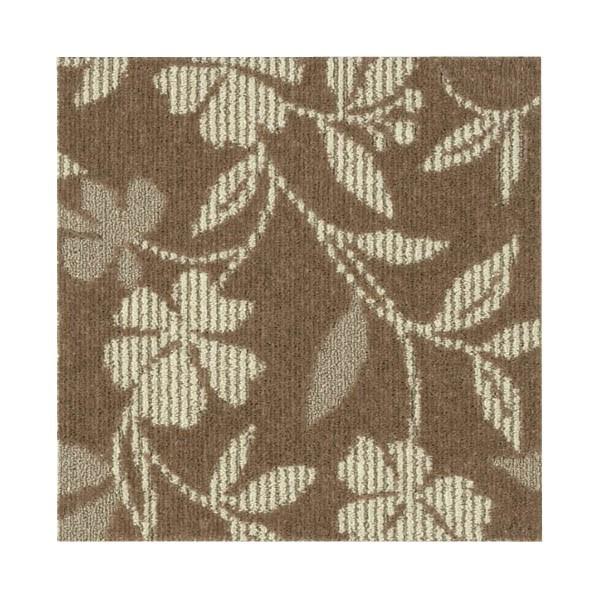 RUGRUG ホームタイルカーペット フローラル ブラウン 50×50cm R-3002