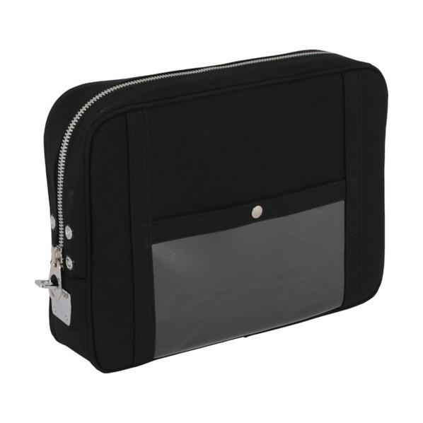 三栄 ＳＡＮＥＩ　帆布メール用ポーチ（ＬＬ）馬蹄錠金具付　黒 30 x 35 x 7 cm PLLU...