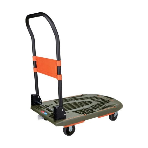 TRUSCO 樹脂台車 カルティオ（新型） 780X490 折畳 オリーブドラブ 樹脂ストッパー付 ...