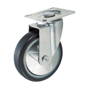トラスコ プレス製省音キャスターゴム車輪・ステンレス金具自在Φ１２５