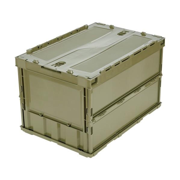 トラスコ 薄型折りたたみコンテナ 50L ロックフタ付 OD色 TR-C50B-OD