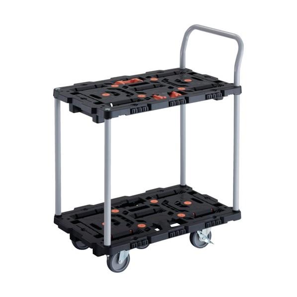 トラスコ 連結式樹脂製2段台車 ビートル 700X450 自在5輪 内2輪ストッパー付 とめたろう ...