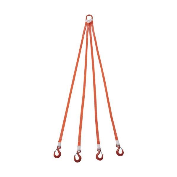トラスコ 4本吊ベルトスリングセット 25mm幅X2m 吊り角度60°時荷重1.72t(最大使用荷重...