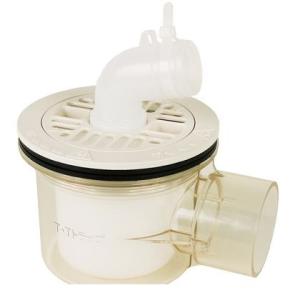 テクノテック スタンダード防水パン用排水トラップ T.Tトラップ 横型 本体:透明 目皿/目皿受:アイボリーホワイト PNT-SW 1台