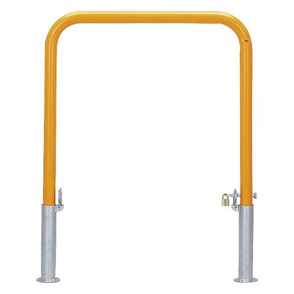 帝金 帝金バリカー 横型  φ42.7 スチール製 脱着式鍵付 横桟無 黄色 φ42.7　W70  ...