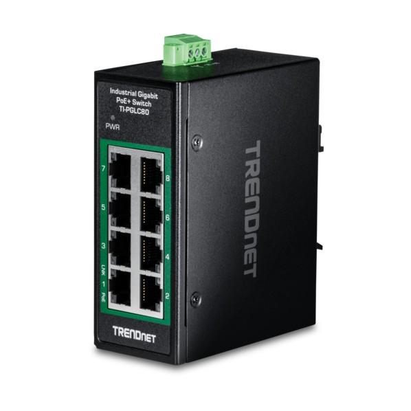 ＴＲＥＮＤｎｅｔ 8ポート産業用ギガビットPoE＋DINレールミニスイッチ TI-PGLC80 1個