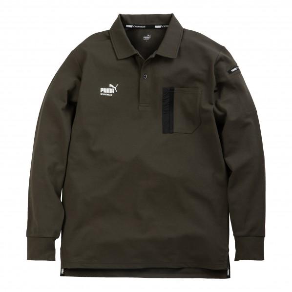 PUMA AT WORK 作業ウェアPUMA長袖アクティブポロシャツ カーキ 4L PW-3024A...