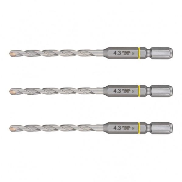 ベッセル クッションドリル コンクリート用3本組 直径Φ4.3×有効長50×全長95 CCD3S-4...
