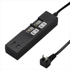 ヤザワ 個別スイッチ付2AC2USB3.4A2m ブラック W47mm×H182mm×D32mm Y02KS422BK2U｜diy-tool