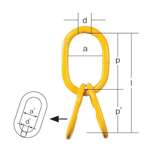 象印チェンブロック マスターリンク（中間リンク付き）２．５ｔ 222 x 168 x 49 mm T...
