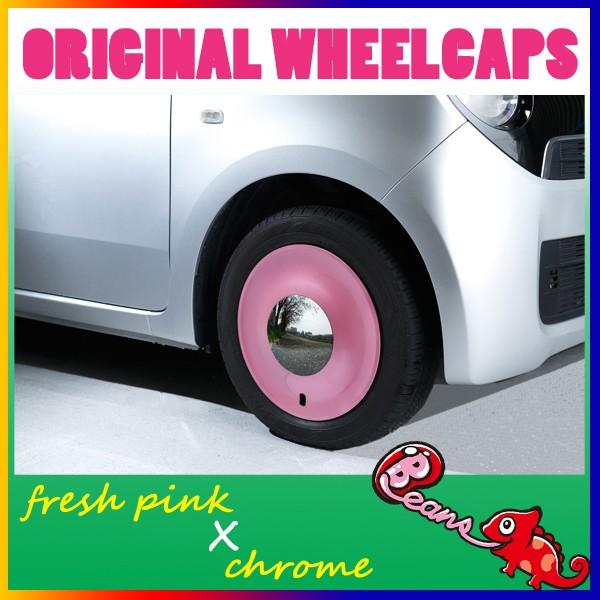 フレッシュピンク×クローム　Beans・ビーンズ/14インチホイールキャップ　ホイールカバー　(スペ...