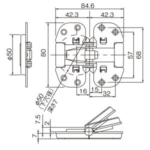 (6個入) ムラコシセンターヒンジ (ツバ広タ...の詳細画像4