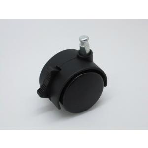 双輪キャスター ４０ｍｍ ブラック ストッパー付 差込タイプ径８ｍｍ×長さ１５ｍｍ