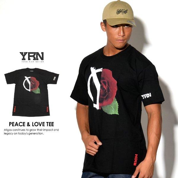 YRN Tシャツ 半袖 メンズ レディース PEACE ＆ LOVE TEE MIGOS YUNG ...