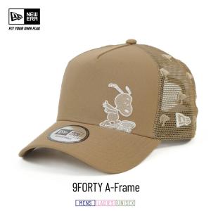 ニューエラ キャップ メンズ レディース NEWERA 9FORTY A-Frame トラッカー PEANUTS ピーナッツ スヌーピー スケートボード カーキ 14124346｜dj-dreams