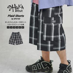Shaka Wear シャカウェア ハーフカーゴパンツ メンズ ショーツ チェック柄 ストリート系 ファッション SP2102 ブラック｜dj-dreams