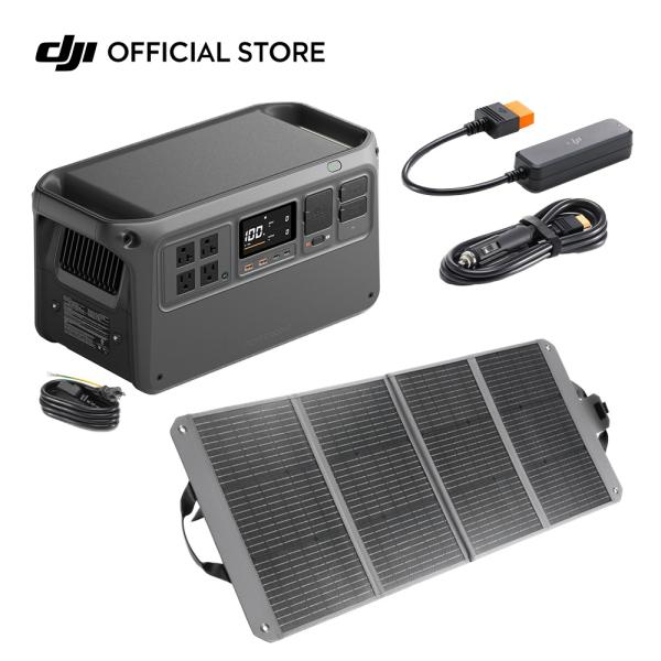 DJI Power 1000 V2 120W折りたたみ式ソーラーパネルコンボ ポータブル電源 非常用...