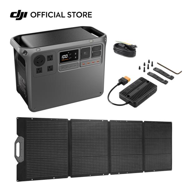 DJI Power 2000ソーラー200Wコンボ ポータブル電源 非常用電源 蓄電池 防災 車中泊...