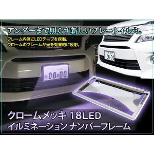 ナンバーフレーム  LED付き デイライト 15LED イルミネーション フロント 椚