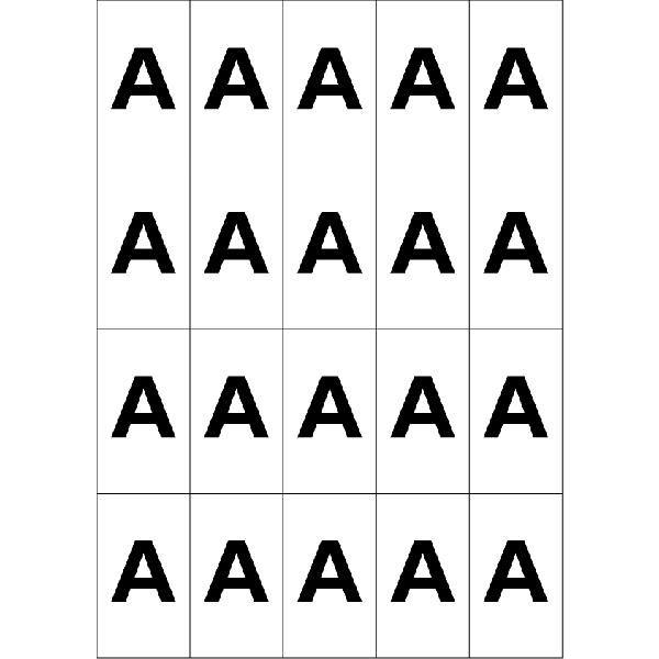 アルファベットAシール(黒)　20丁×5シート（小数100枚）