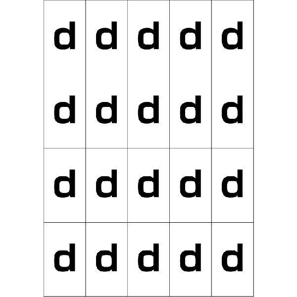 アルファベットdシール(黒)　20丁×5シート（小数100枚）