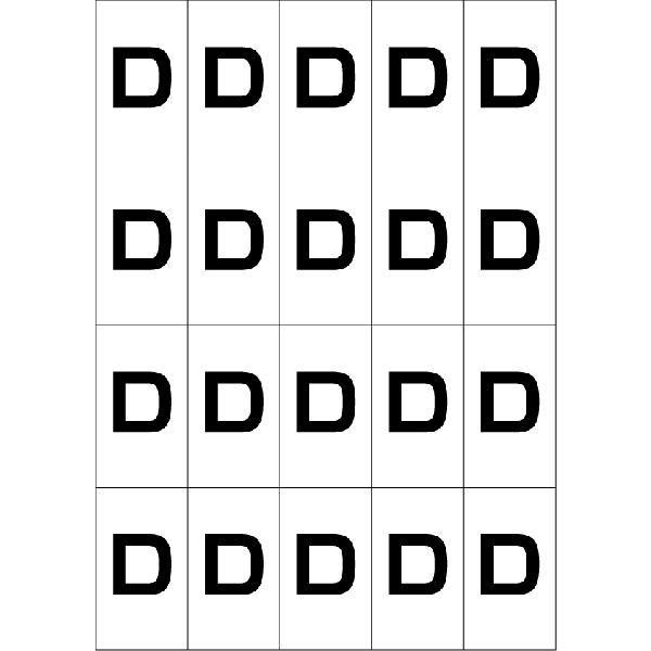 アルファベットDシール(黒)　20丁×5シート（小数100枚）