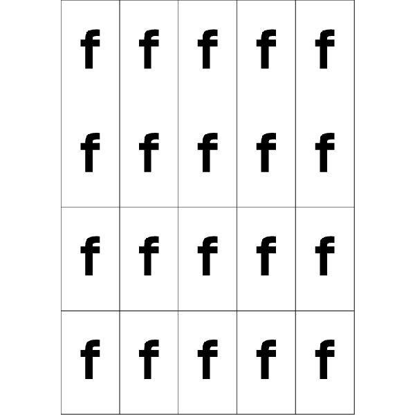 アルファベットfシール(黒)　20丁×5シート（小数100枚）