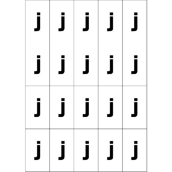 アルファベットjシール(黒)　20丁×5シート（小数100枚）