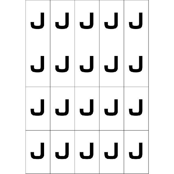 アルファベットJシール(黒)　20丁×5シート（小数100枚）