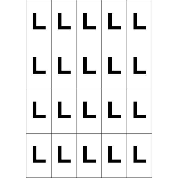 アルファベットLシール(黒)　20丁×5シート（小数100枚）