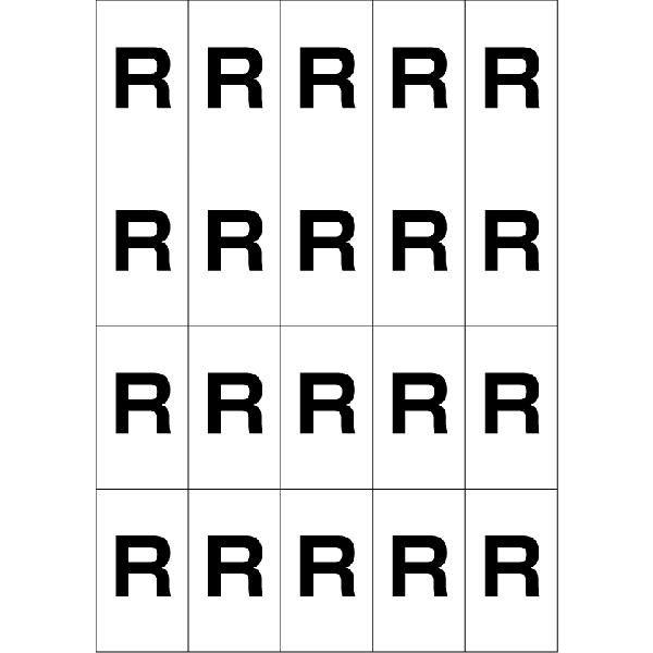 アルファベットRシール(黒)　20丁×5シート（小数100枚）