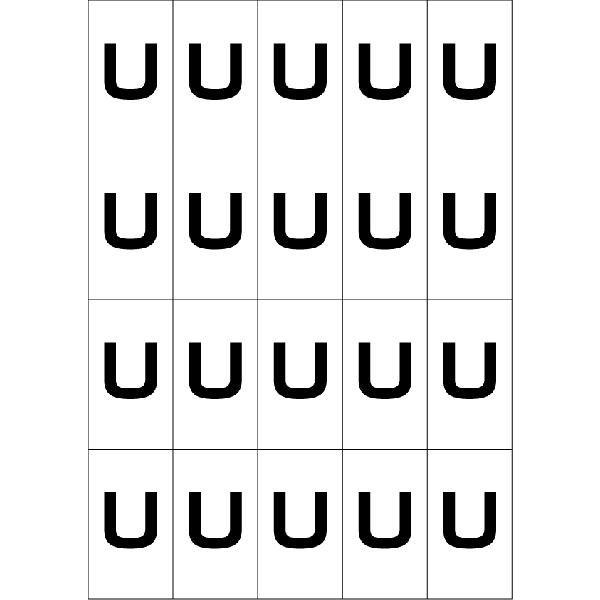 アルファベットUシール(黒)　20丁×5シート（小数100枚）